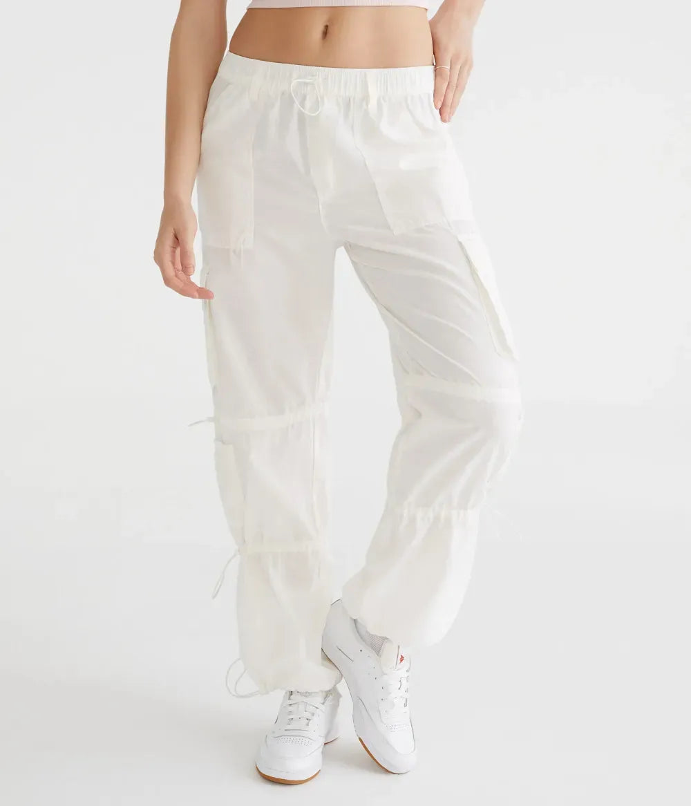 Mid-Rise Cargo Parachute Pants